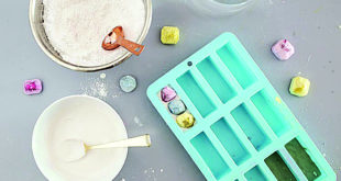 Adding DIY gemstones to sparkling sidewalk chalk recipe