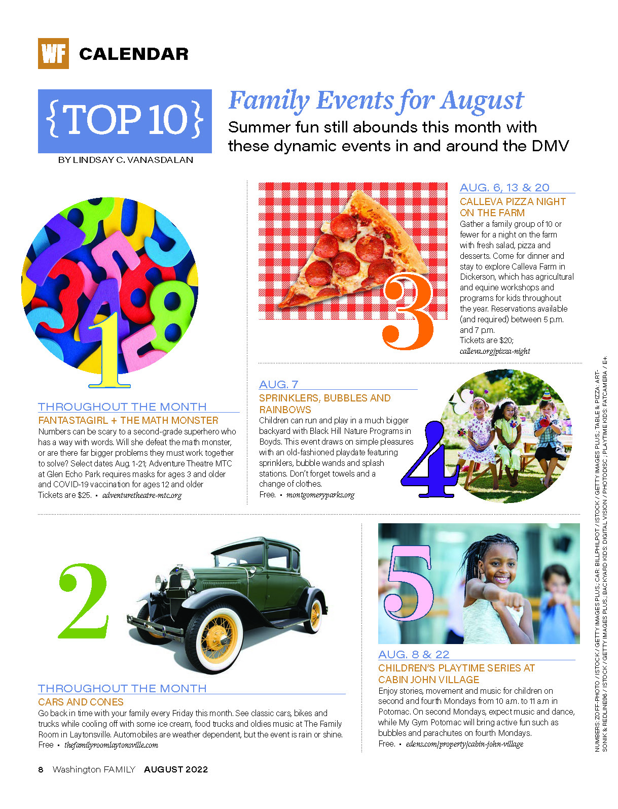 Washington Family Top 10 August calendar 