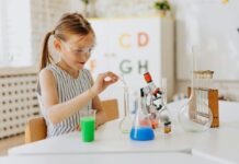A girl doing chemistry experiments