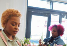 A flower arranging workshop at Garden Muses Studio