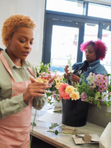 A flower arranging workshop at Garden Muses Studio