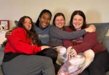 Four women on a couch