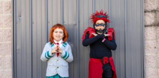 Two children dressed as My Hero Academia characters