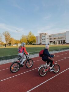 Kids riding bikes